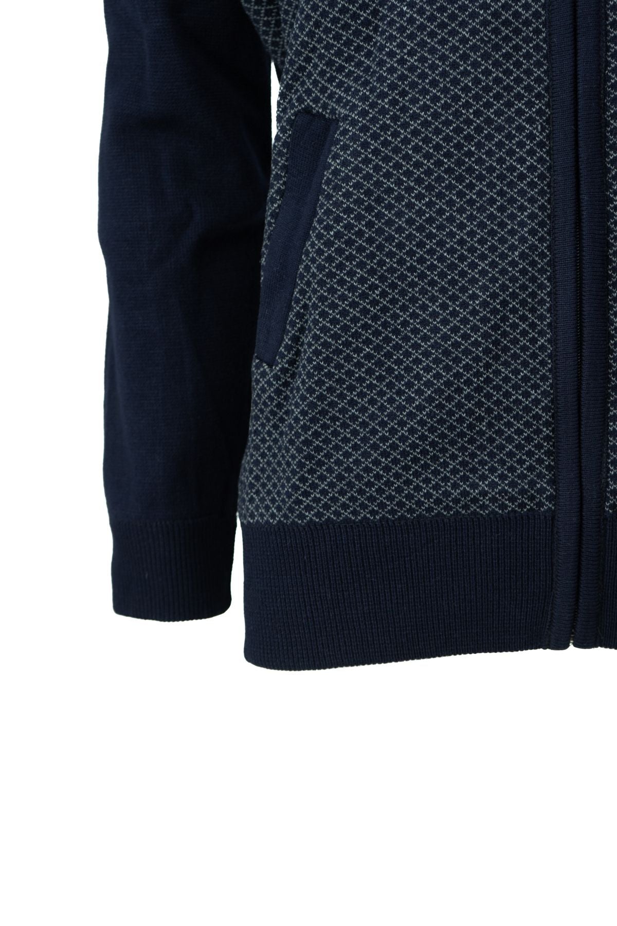 Erkek Kışlık Kalın Pamuklu Yünlü Hırka Astarlı Fermuarlı Cepli Hakim Yaka Baklava Motifli